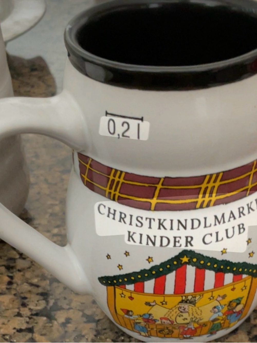 Ceramic Beer Stein Mug - White with Black Rim